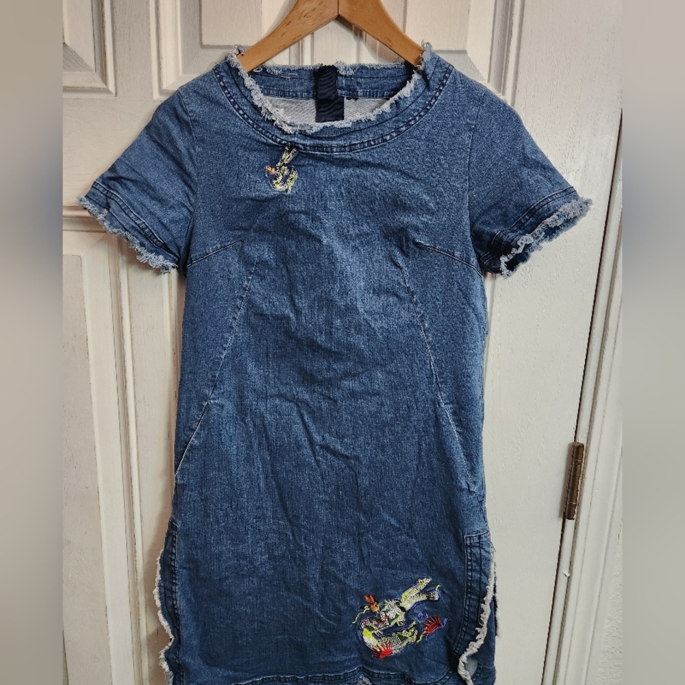 Embroidered Denim Dress Girls